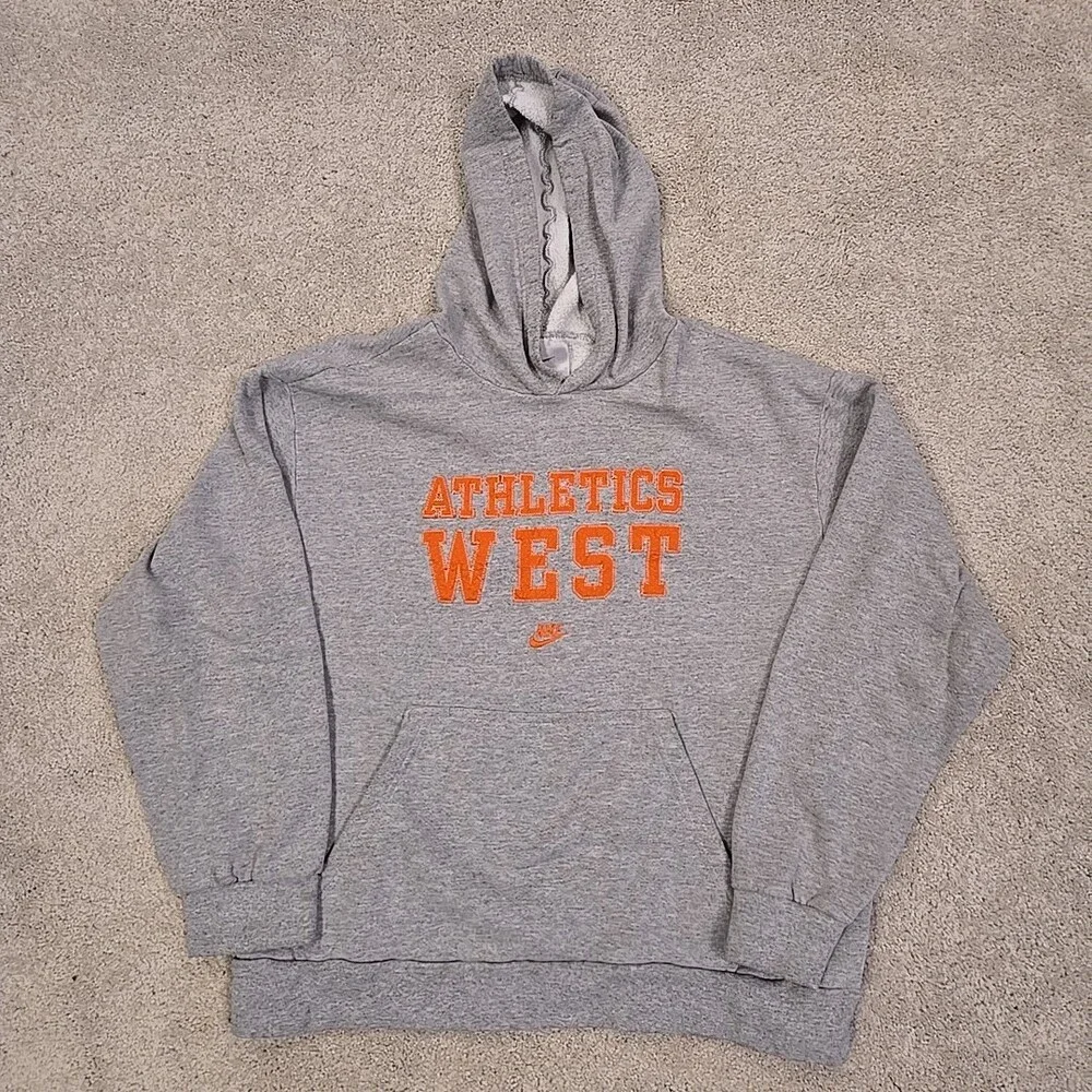 Vintage Nike Athletics West Hoodie Mens Size Medium Y2K Gray
